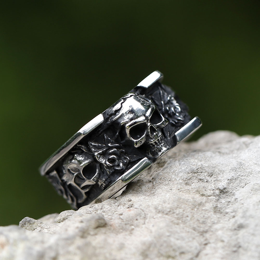 Men's 316L Stainless Steel Skull Ring Vintage Punk