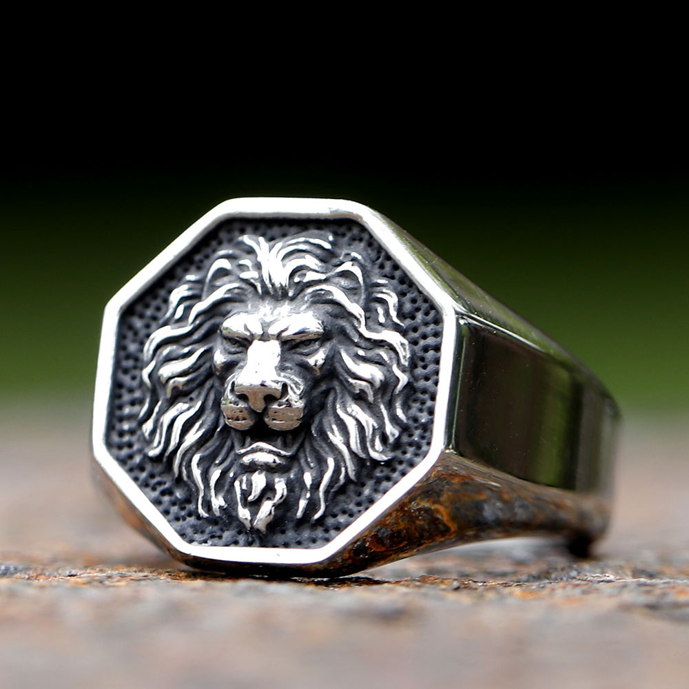 Domineering 3D Lion Head Stainless Steel Ring