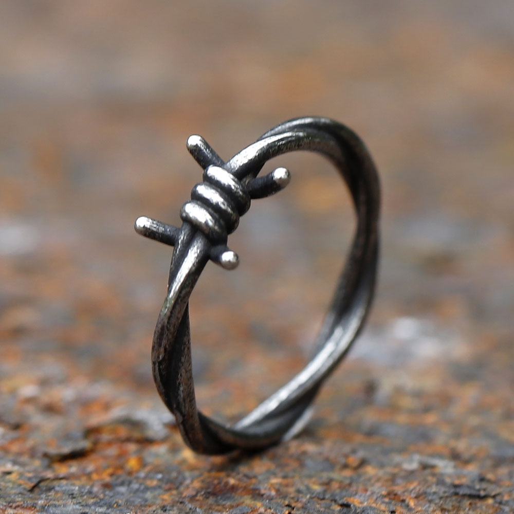 Gothic Barbed Wire Stainless Steel Ring for Men & Women