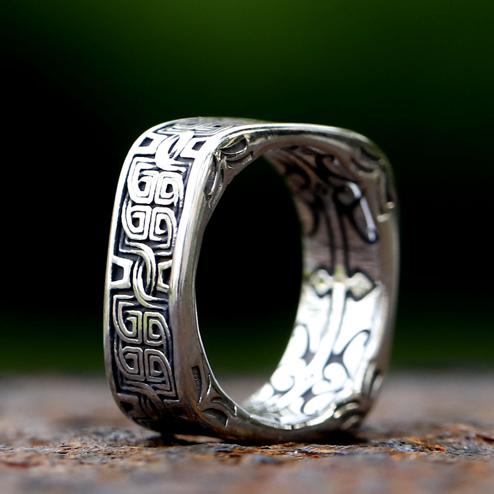 Men's Stainless Steel Viking Celtic Knot Square Ring