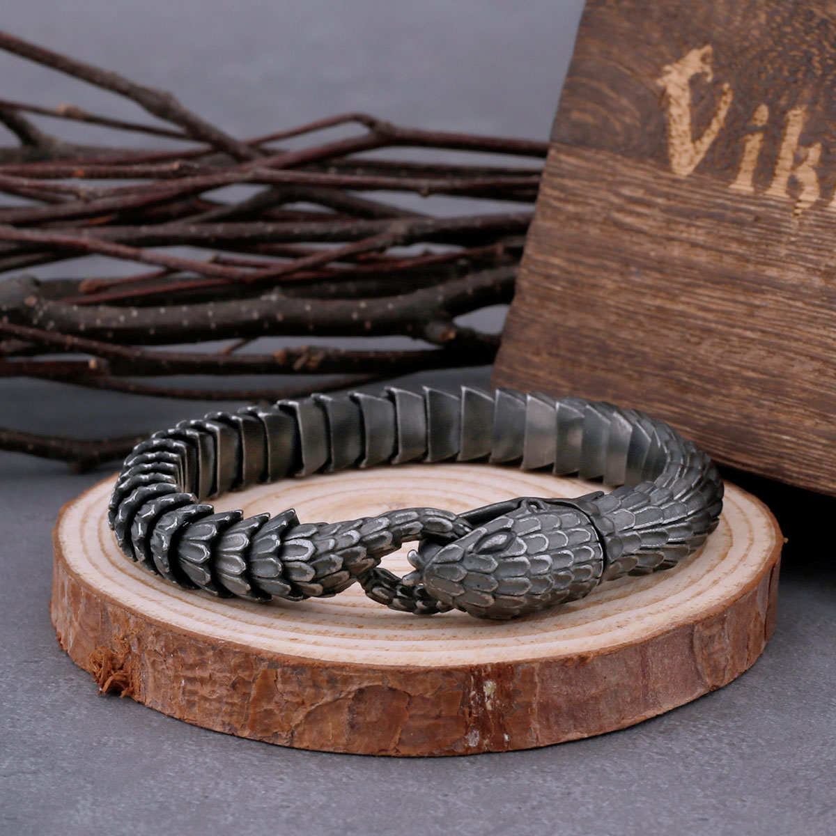 Vintage Viking Ouroboros Snake Chain Bracelet