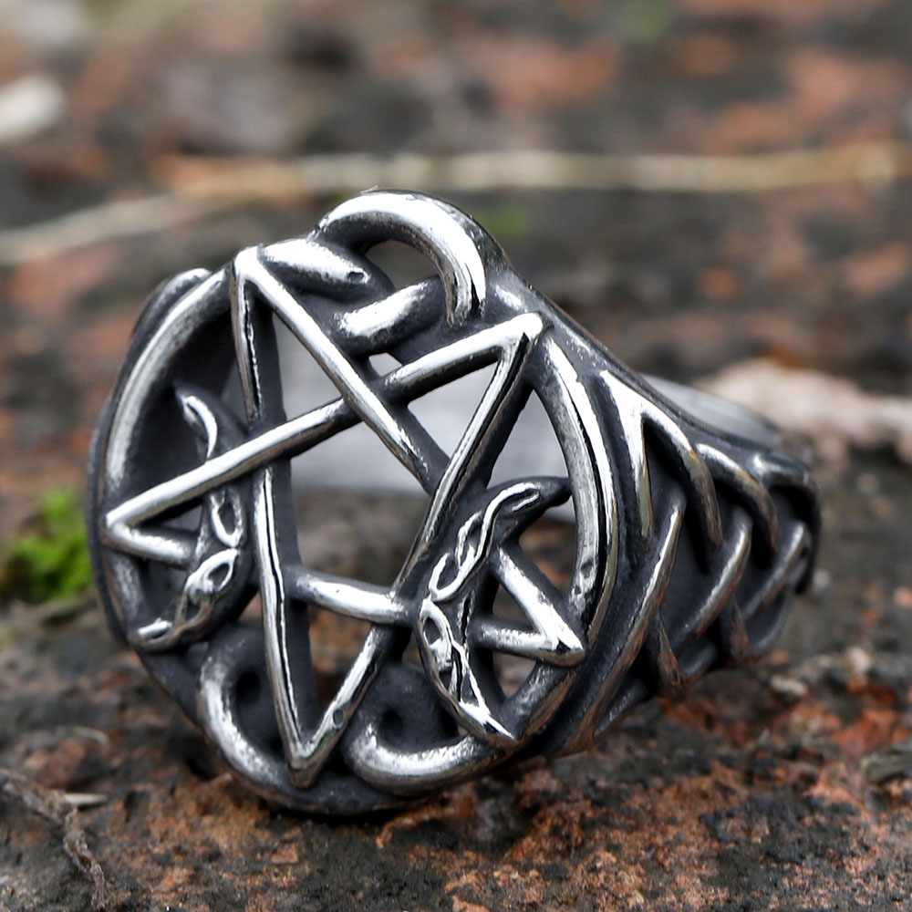 Stainless Steel Celtic Knot Pentagram Ring for Men & Women