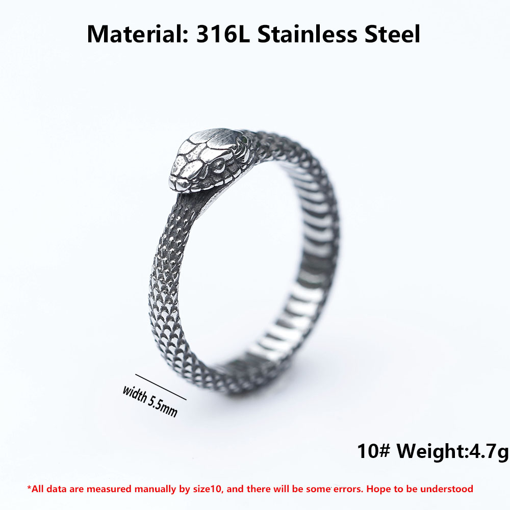Men's Viking snake ring on a rustic background, emphasizing its design.