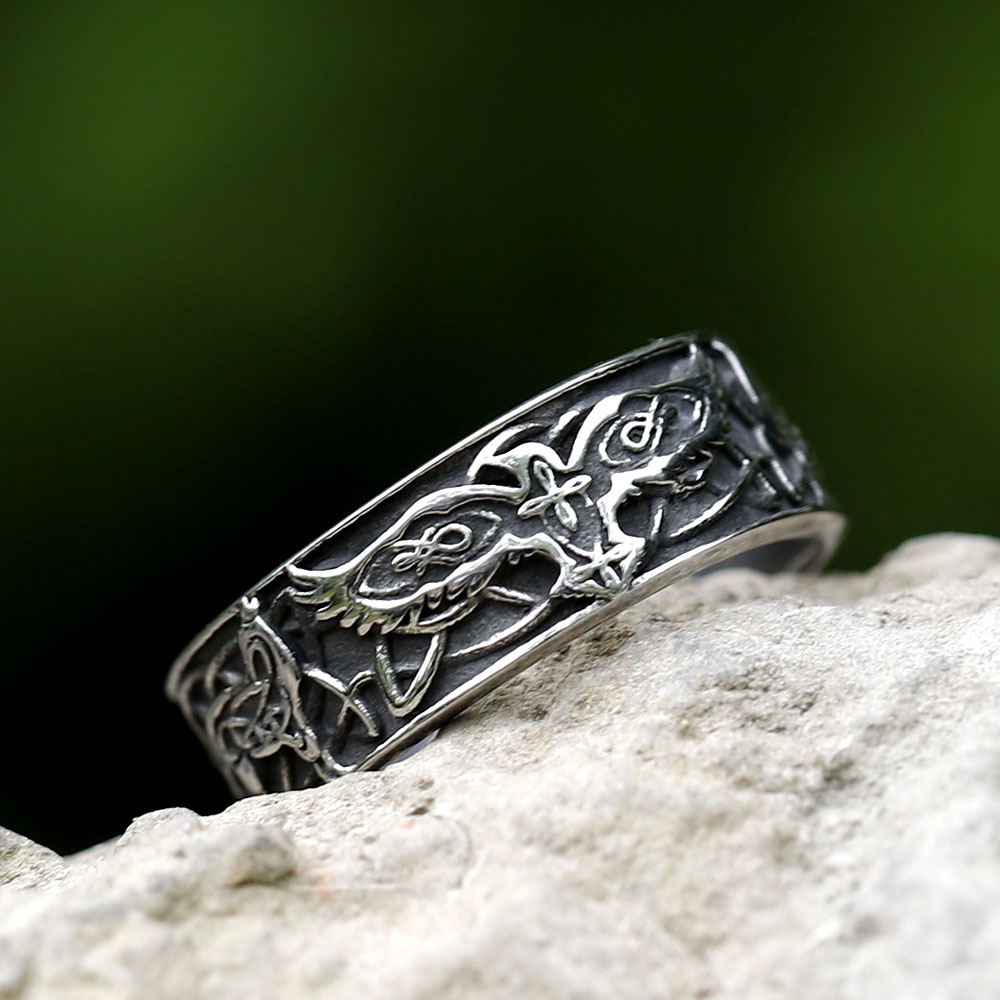 Men's 316L Stainless Steel Vintage Viking Eagle Amulet Ring