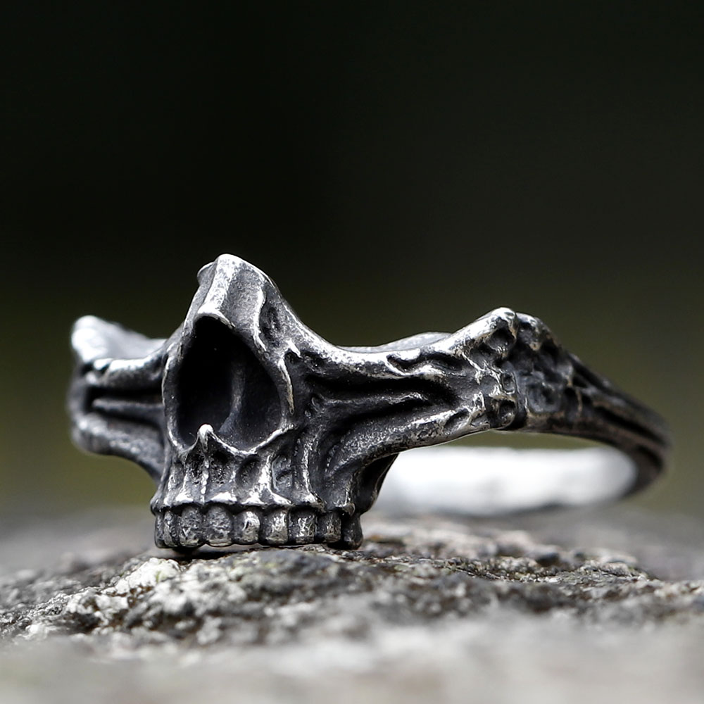 Vintage Gothic Steel Skull Ring for Men