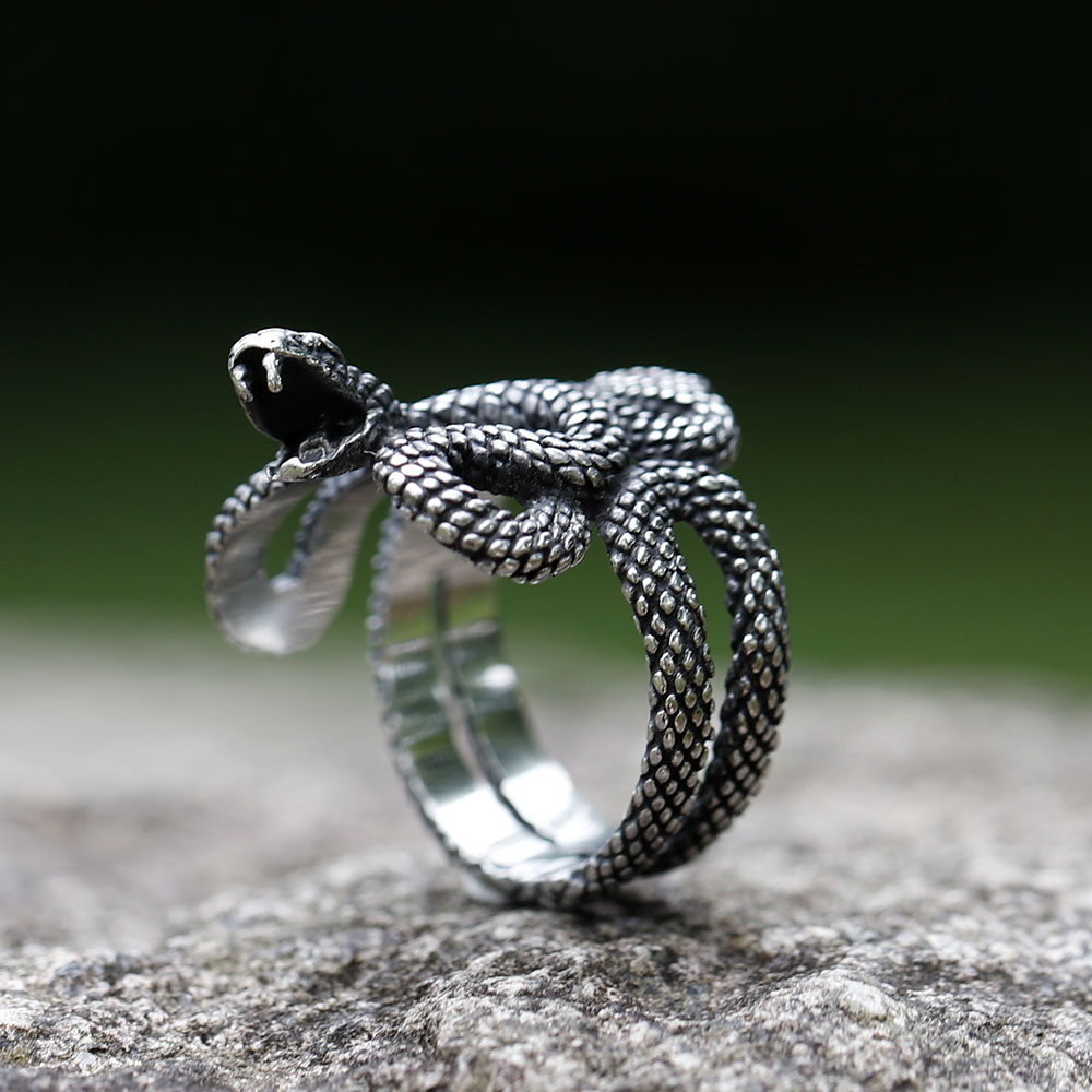 Men's 316L Stainless Steel Snake Ring - Punk Fashion