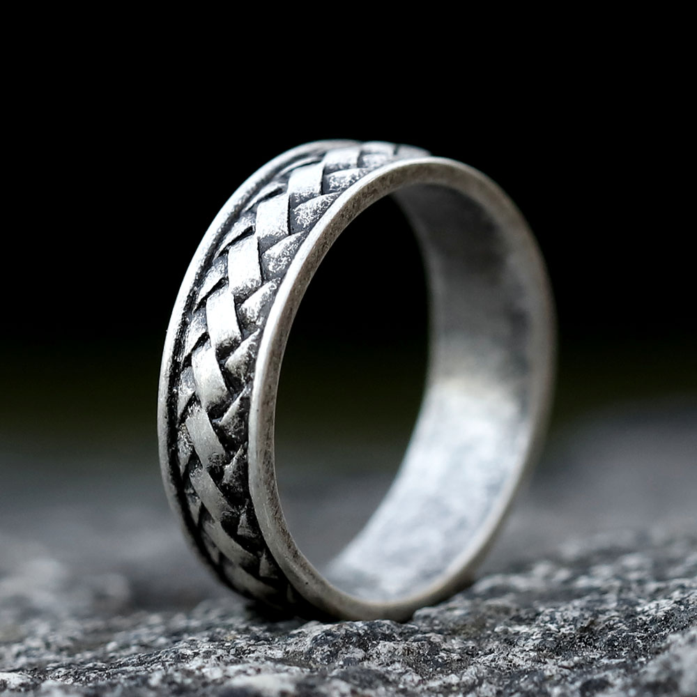 Men's 316L Stainless Steel Braided Viking Ring